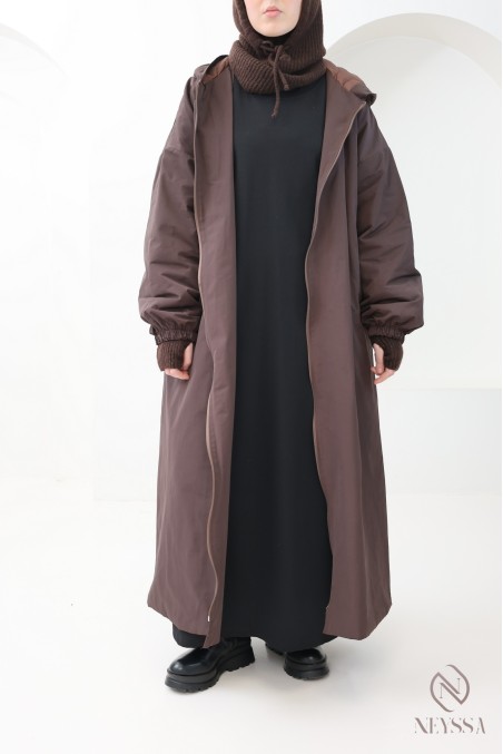 Langer Mantel im Daunenjackenstil, gerader Schnitt, oversize