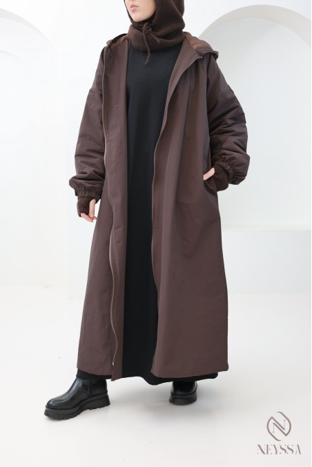 Langer Mantel im Daunenjackenstil, gerader Schnitt, oversize