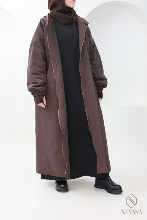 Langer Mantel im Daunenjackenstil, gerader Schnitt, oversize