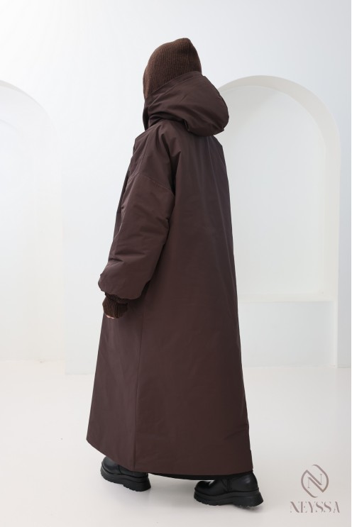 Langer Mantel im Daunenjackenstil, gerader Schnitt, oversize