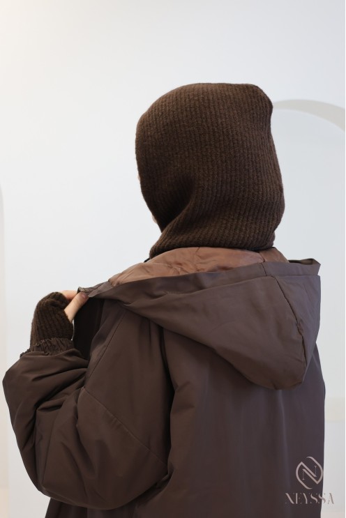 Ensemble cagoule en maille + mitaines un indispensable pour cet hiver