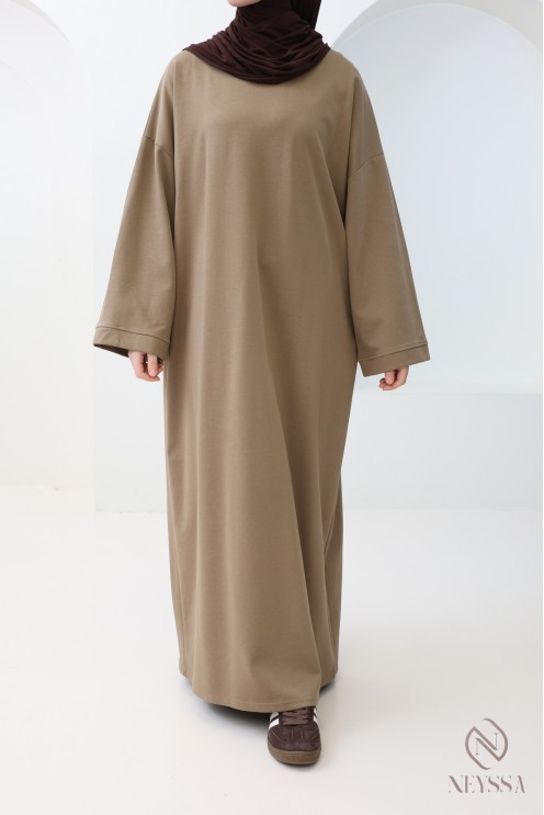 Robe longue en coton sweat à col rond, style sportswear