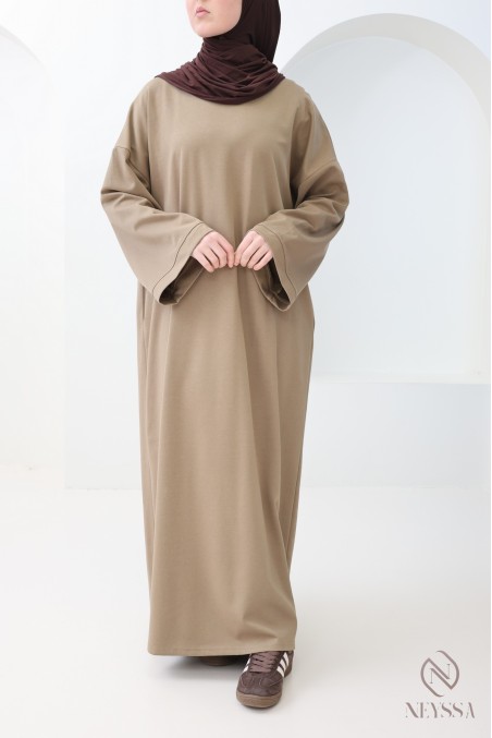 Robe longue en coton sweat à col rond, style sportswear