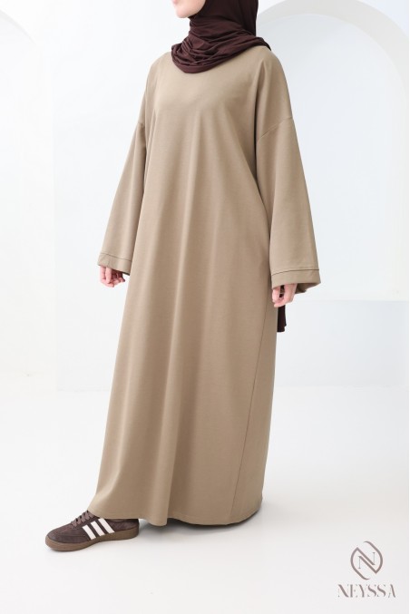 Robe longue en coton sweat à col rond, style sportswear
