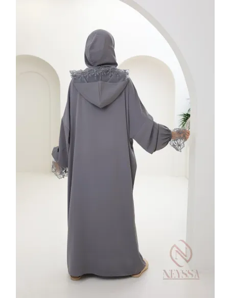 Special prayer abaya, 1.80 m, Medina silk with lace, women's