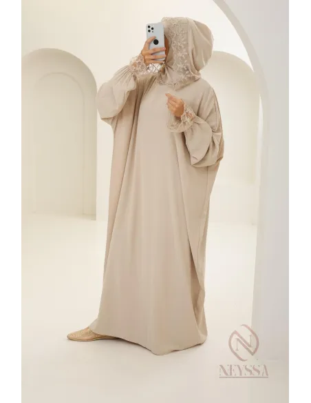 Special prayer abaya, 1.80 m, Medina silk with lace, women's