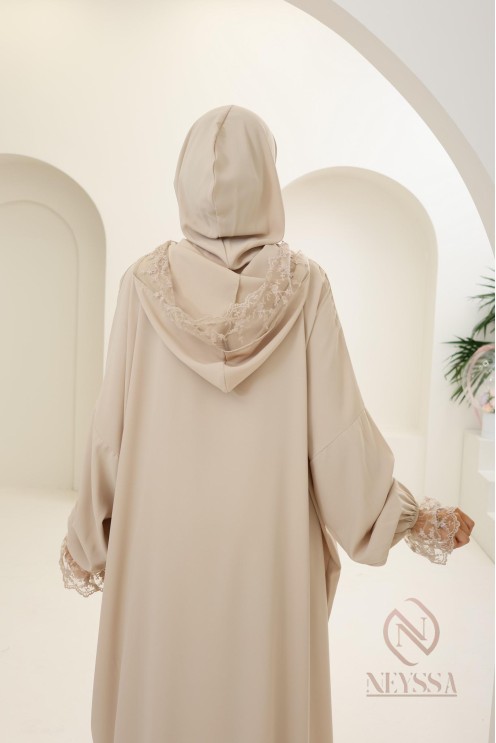 Special prayer abaya, 1.80 m, Medina silk with lace, women's