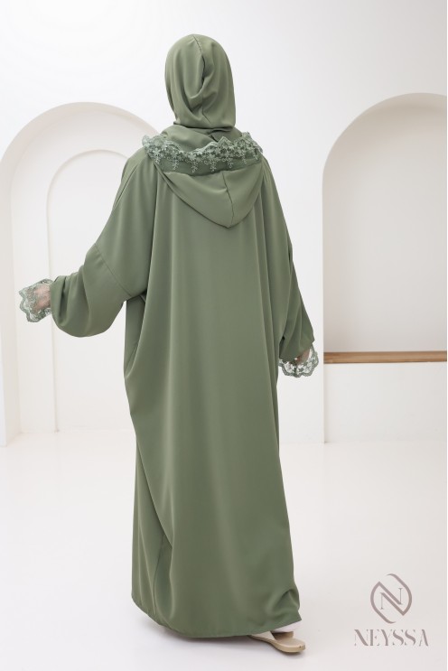 Special prayer abaya, 1.80 m, Medina silk with lace, women's