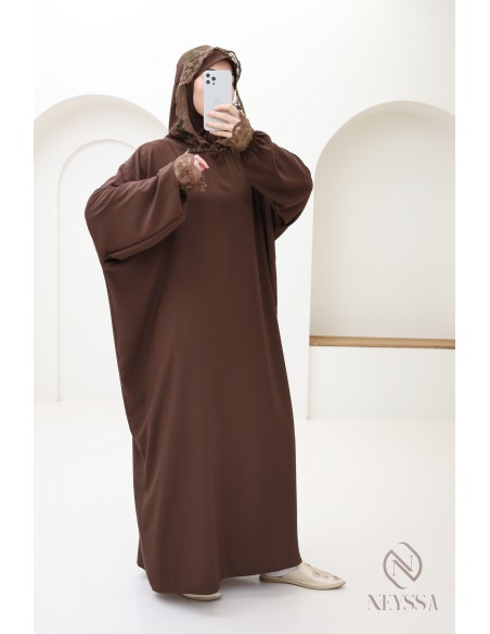 Special prayer abaya, 1.80 m, Medina silk with lace, women's