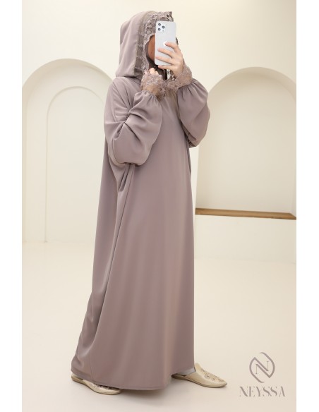 Special prayer abaya, 1.80 m, Medina silk with lace, women's