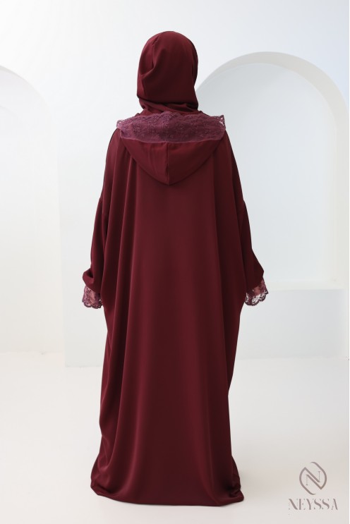 Abaya de prière spéciale 1m80 soie de Médine avec dentelles femme