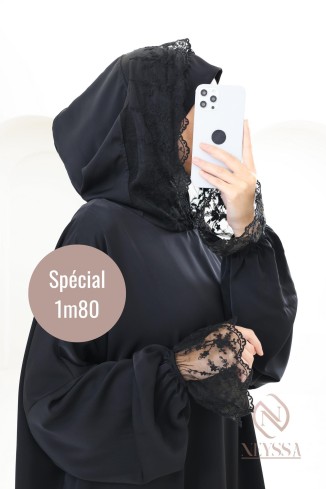 Special prayer abaya, 1.80 m, Medina silk with lace, women's