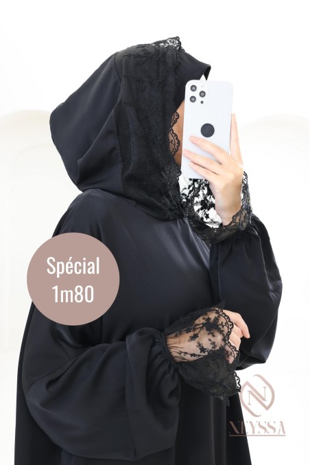 Special prayer abaya, 1.80 m, Medina silk with lace, women's