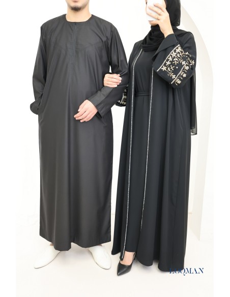 Abaya Dubai schwarz inkl. Kimono und Hijab, Fashion Eid Outfit.