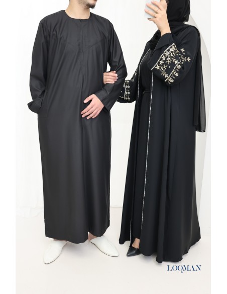 Abaya Dubaï noir kimono et hijab inclus, outfit Aïd fashion