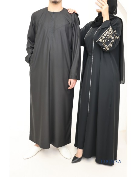 Abaya Dubai schwarz inkl. Kimono und Hijab, Fashion Eid Outfit.