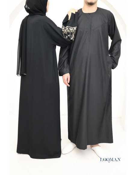 Abaya Dubai schwarz inkl. Kimono und Hijab, Fashion Eid Outfit.
