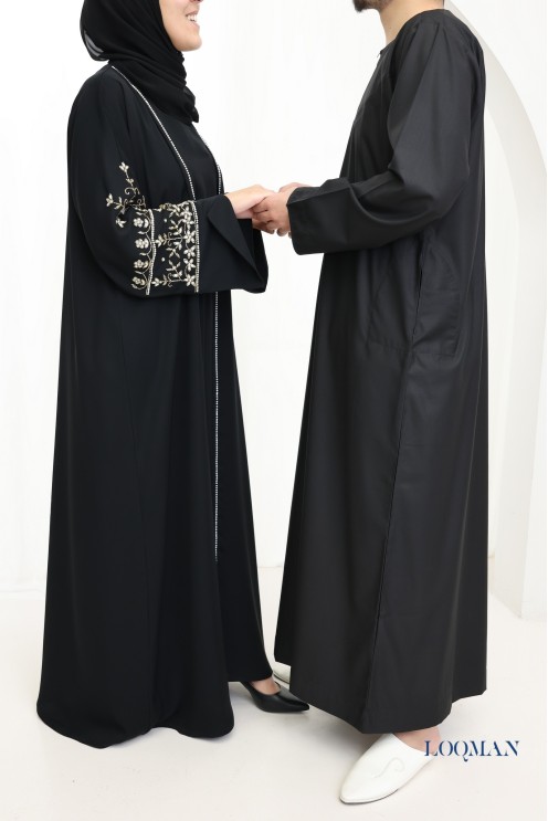 Abaya Dubai schwarz inkl. Kimono und Hijab, Fashion Eid Outfit.