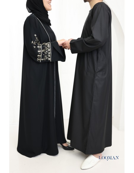 Abaya Dubaï black kimono and hijab included, Eid fashion outfit