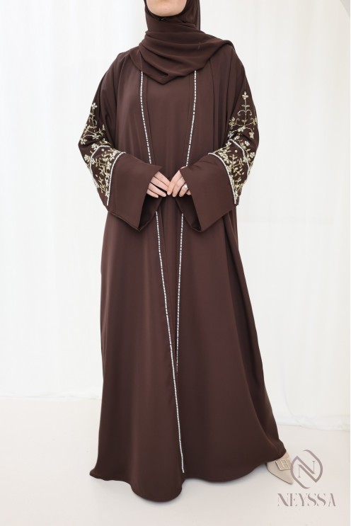 Abaya Dubaï luxe brodée de perles, combo de 4 pièces
