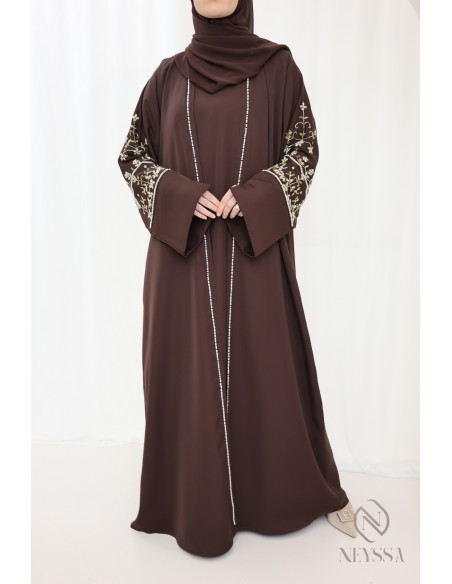 Abaya Dubaï luxe brodée de perles, combo de 4 pièces