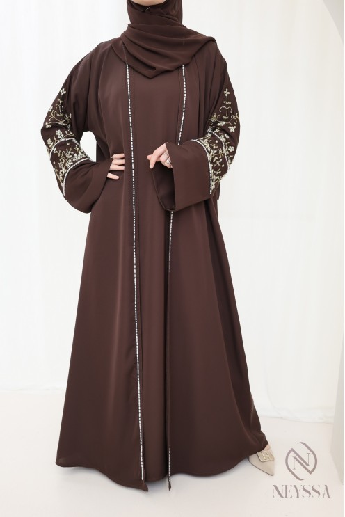 Luxurious pearl-embroidered abaya Dubaï, 4-piece combo