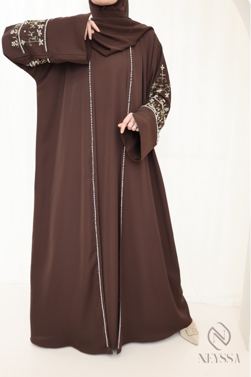Abaya Dubaï luxe brodée de perles, combo de 4 pièces