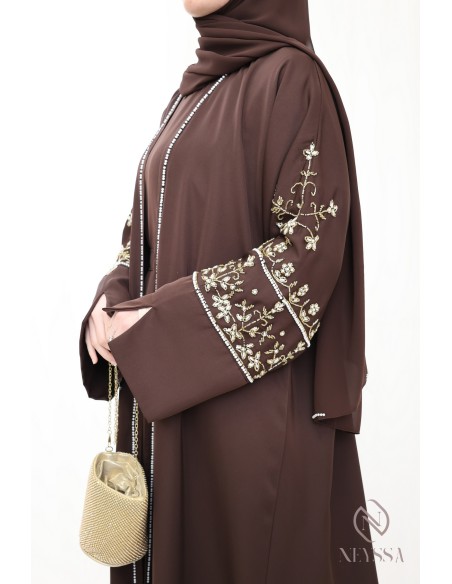 Luxurious pearl-embroidered abaya Dubaï, 4-piece combo