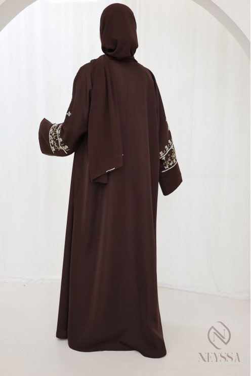 Luxuriöse Abaya Dubai mit Perlenstickerei, 4-teilige Kombi.