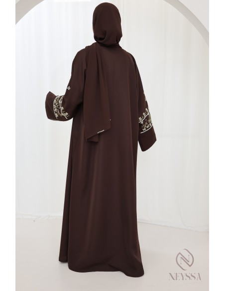 Luxurious pearl-embroidered abaya Dubaï, 4-piece combo