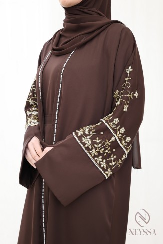 Abaya Dubaï luxe brodée de perles, combo de 4 pièces 2