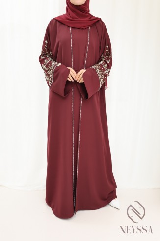 Abaya Dubaï femme luxe style kimono avec perlages de luxe pour l'AID 2