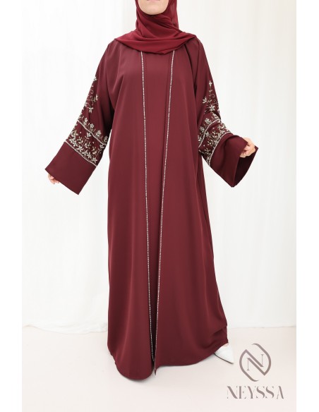 Abaya Dubaï femme luxe style kimono avec perlages de luxe pour l'AID