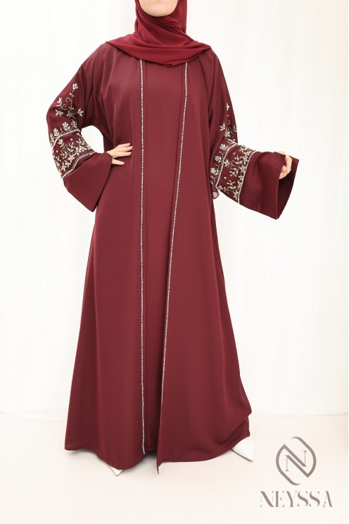 Abaya Dubai women luxury kimono style with luxury beading for AID