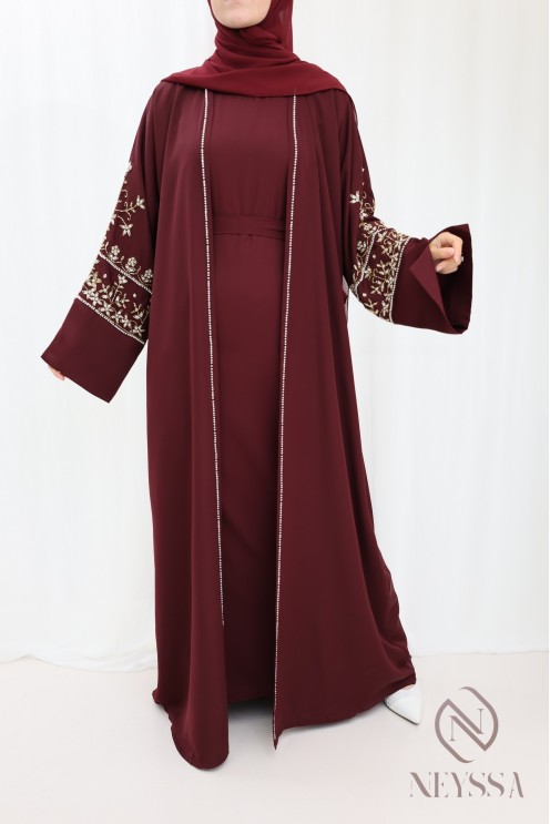 Abaya Dubai women luxury kimono style with luxury beading for AID