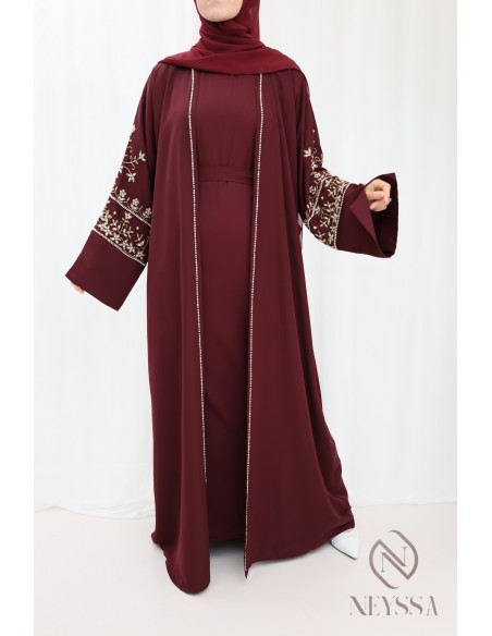 Abaya Dubai women luxury kimono style with luxury beading for AID