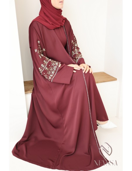 Abaya Dubai women luxury kimono style with luxury beading for AID