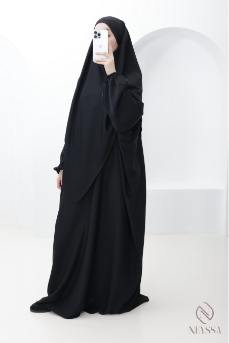 Abaya khimar set with pocket on the bust, for women performing Umrah