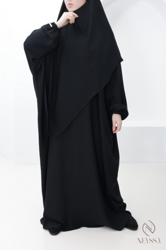 Ensemble abaya khimar avec poche sur le buste, pour la omra femme