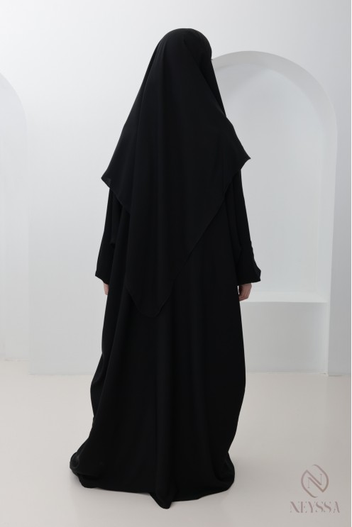 Ensemble abaya khimar avec poche sur le buste, pour la omra femme