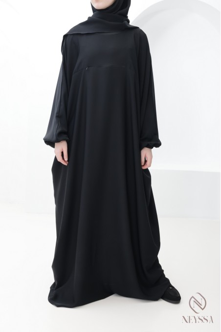 Ensemble abaya khimar avec poche sur le buste, pour la omra femme