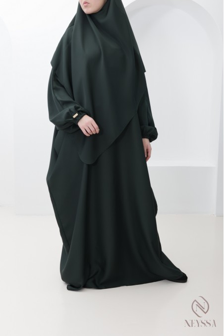 Abaya khimar long à bonnet intégré soie de nidah, tenue omra