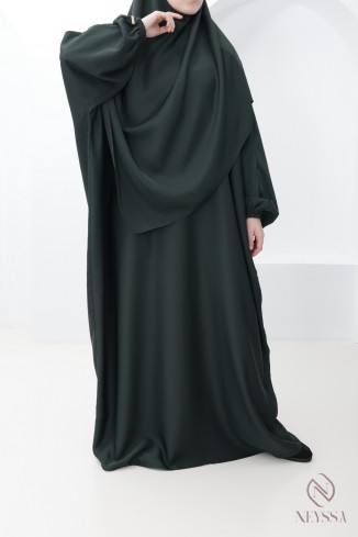 Lange Abaya Khimar mit integrierter Kapuze aus Nidah-Seide, Omra