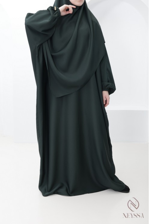 Lange Abaya Khimar mit integrierter Kapuze aus Nidah-Seide, Omra