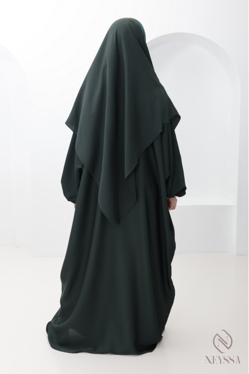 Lange Abaya Khimar mit integrierter Kapuze aus Nidah-Seide, Omra