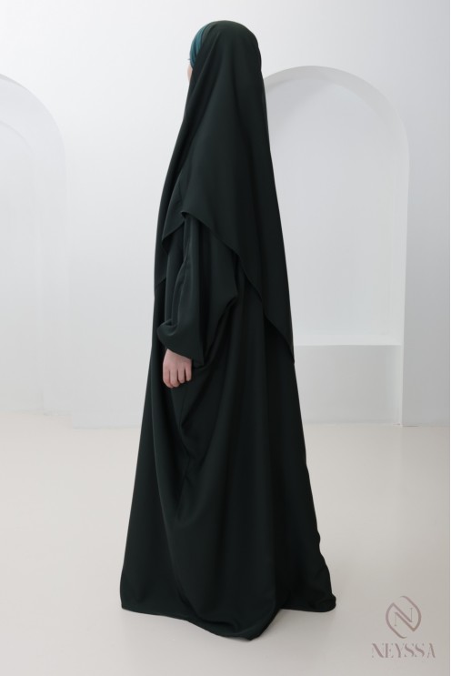 Abaya khimar long à bonnet intégré soie de nidah, tenue omra