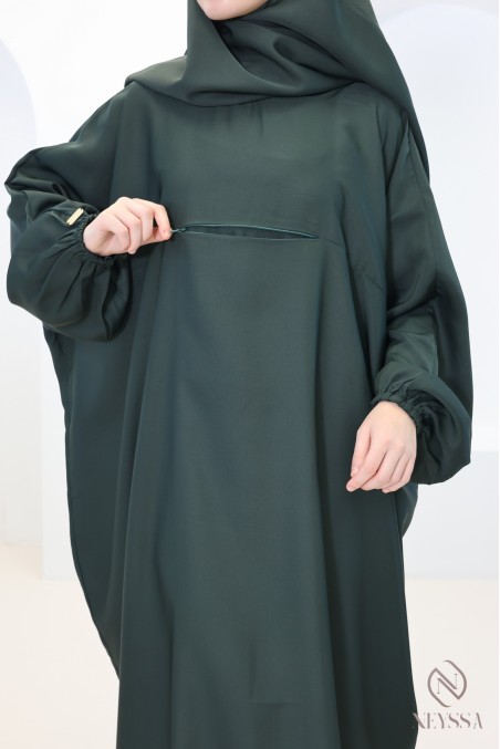 Long abaya khimar with integrated hood, made from nidah silk, omra