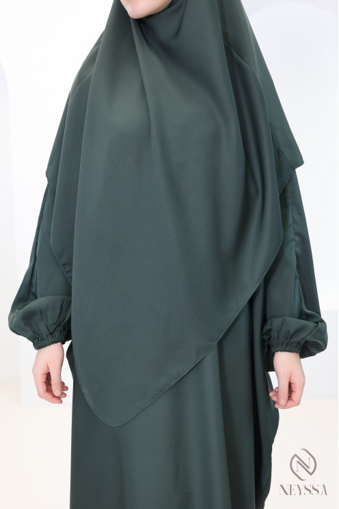 Long abaya khimar with integrated hood, made from nidah silk, omra