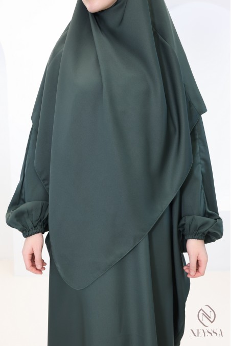 Lange Abaya Khimar mit integrierter Kapuze aus Nidah-Seide, Omra