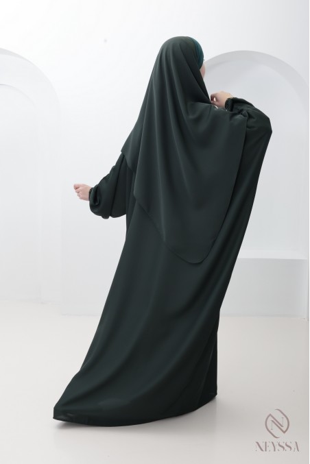 Lange Abaya Khimar mit integrierter Kapuze aus Nidah-Seide, Omra